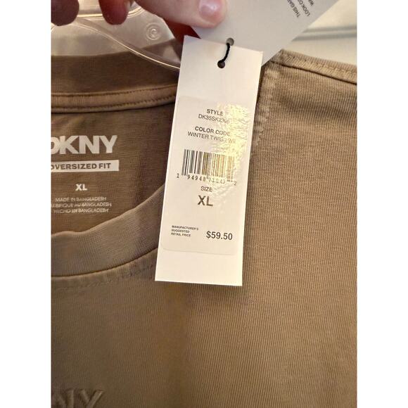 NWT DKNY Twig Brown Short Sleeve Crew Neck Oversized T-Shirt Men's Size XL - Picture 5 of 6